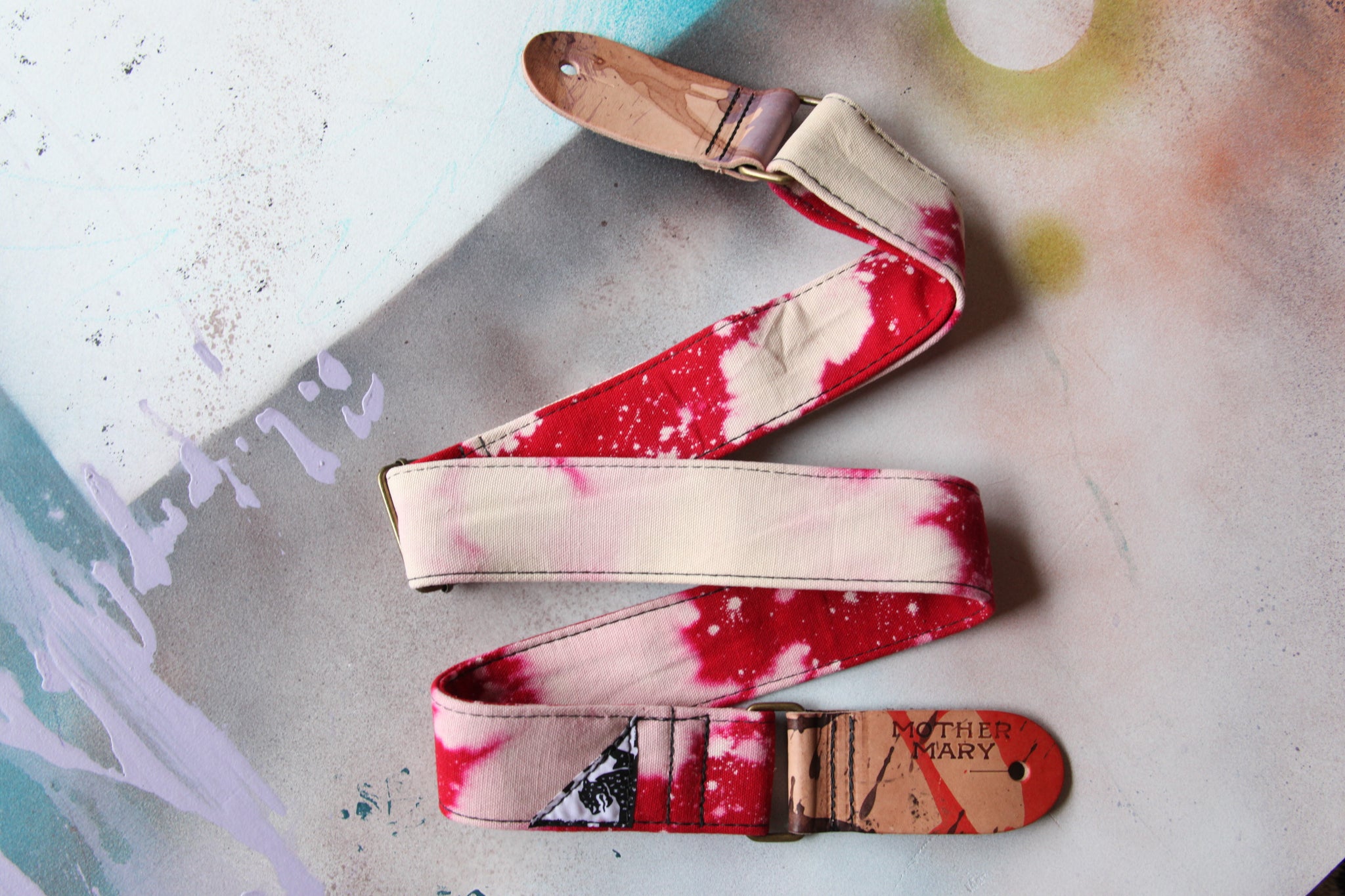 Red Bleached Guitar Strap