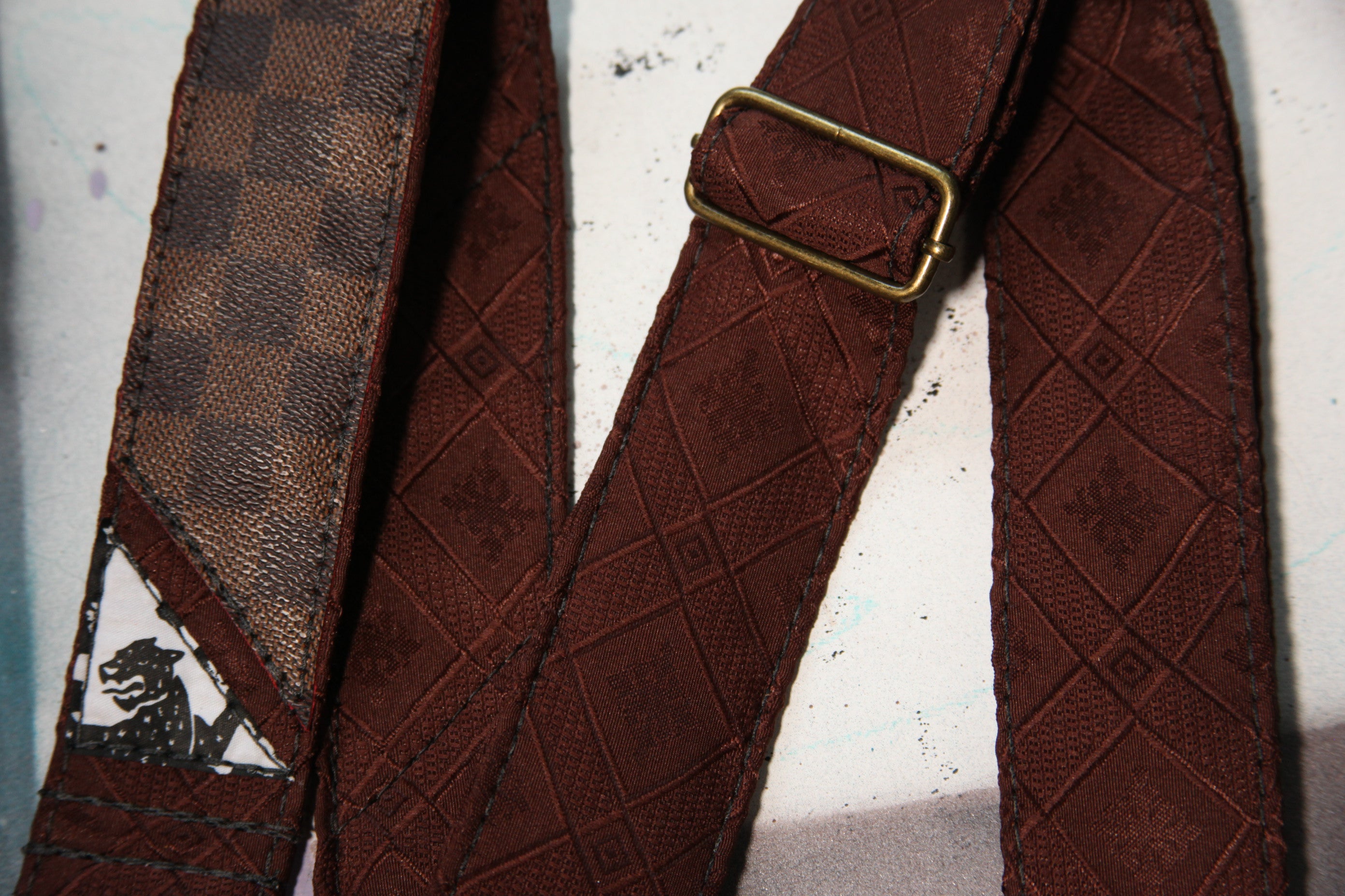 "LV Damier Ebene patch” Guitar Strap