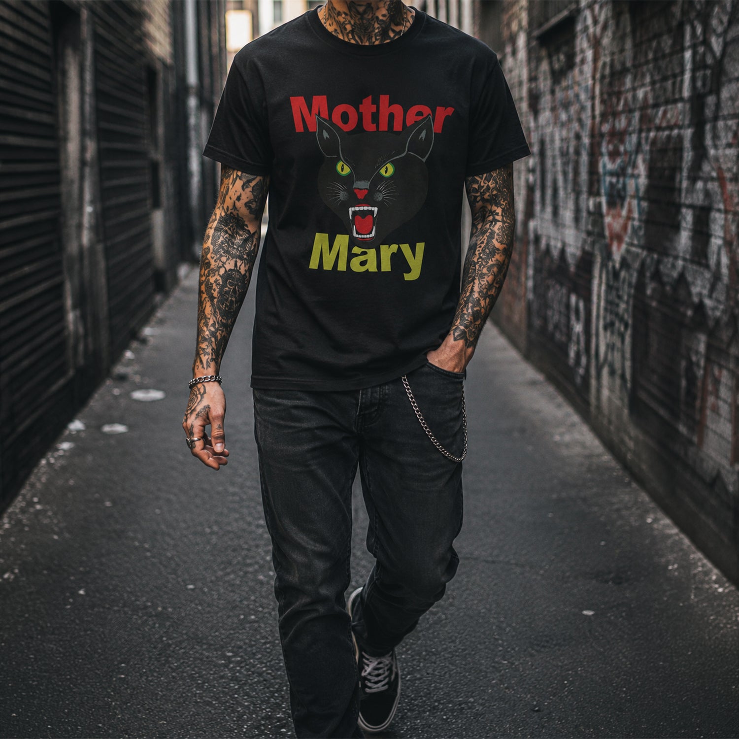 Mother Mary Black Cat T-Shirt
