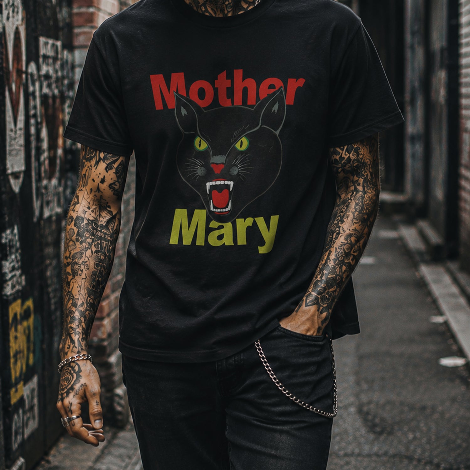 Mother Mary Black Cat T-Shirt